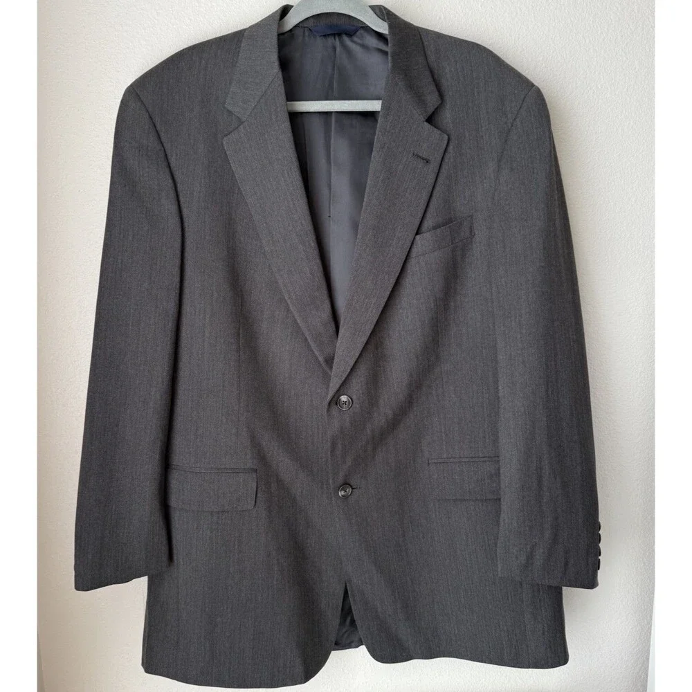 Burberry London 2-Piece Suit 43L 36x40 Gray Pinstriped 100% Wool Made USA